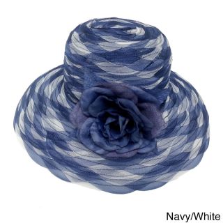Swan Hat Swan Hat Womens Two tone Braided Crinalin Packable Flower Hat Navy Size One Size Fits Most