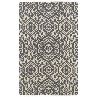 Kaleen Rugs Hand tufted Runway Charcoal/ Ivory Damask Wool Rug (8 X 11) Grey Size 8 x 10