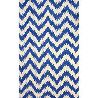 Nuloom Flatweave Jagged Chevron Blue Wool Rug (5 X 8)