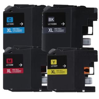 Brother Lc103 Black, Cyan, Yellow, Magenta Compatible Ink Cartridge (remanufactured) (pack Of 4)