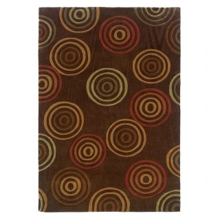Trio Collection Multi Rings Brown Area Rug (5 X 7)