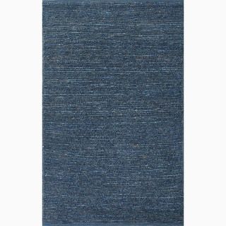 Handmade Solid Pattern Blue Jute Rug (36 X 56)