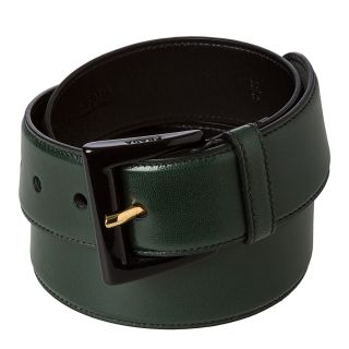 Prada Madras Hunter Green Leather Belt