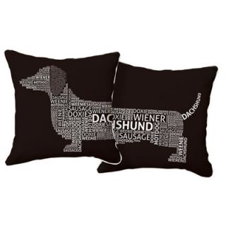 Naked Decor Dachshund Typography Pillow dach type/white / dach type/brown Col