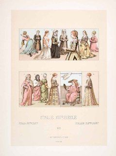 1888 Chromolithograph 16th Century Italy Dress Renaissance Clothing Fashion Art   Original Chromolithograph   Lithographic Prints