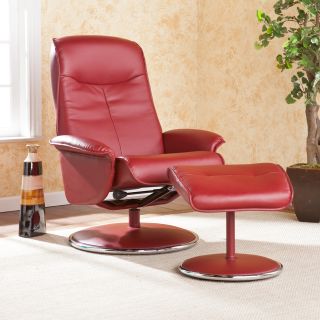 Upton Home Lyndon Red Bonded Leather Recliner And Ottoman