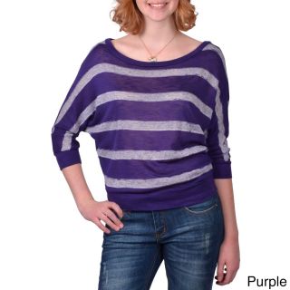 Journee Collection Journee Collection Juniors Striped Dolman Sleeve Top Purple Size S (1  3)