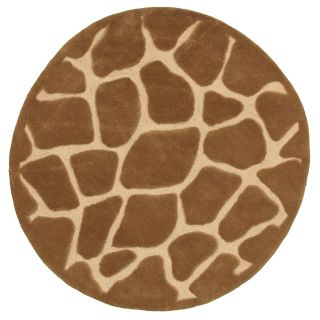 Tufted Animal Print Natural Tan Round Rug (3 X 3)