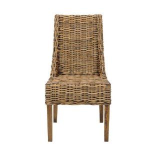 Safavieh Home Collection Oliver Walnut Wicker Arm Chair, Set of 2   Seagrass Chair