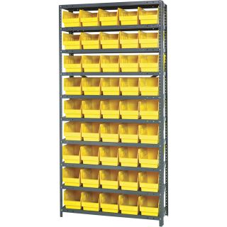 Quantum Storage Complete Shelving System with 6in. Bins — 36in.W x 12in.D x 75in.H, 45 bins (11 5/8in.L x 6 5/8in.W x 6in.H each), Yellow, Model# 1275-202YL  Single Side Bin Units