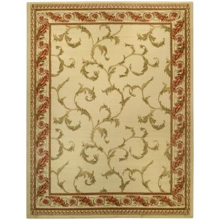 Pasha Collection Floral Traditional Ivory Red Area Rug (53 X 611)