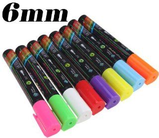 6mm Highlighter Fluorescent Liquid Chalk Marker Pen 8 Colors/set for LED Writing Neon Menu Flashing Board 