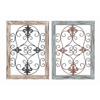Fleur de lis Design Wood/ Metal Wall Panels (set Of 2)