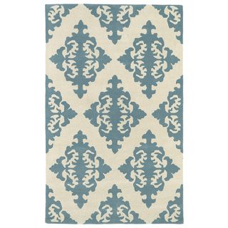 Hand tufted Runway Mint/ Ivory Damask Wool Rug (2 X 3)