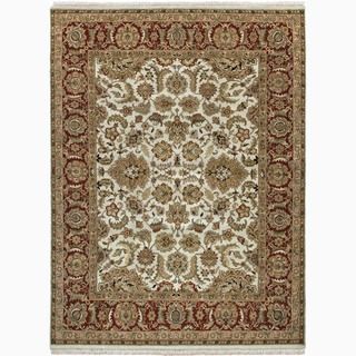 Hand made Oriental Pattern Ivory/ Red Wool Rug (6x9)