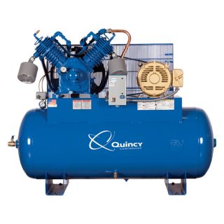 Quincy QP Pressure Lubricated Reciprocating Compressor — 15 HP, 230/460 Volt, 3 Phase, 120 Gallon Horizontal, Model# 3153DS12HCA  40 CFM   Above Air Compressors