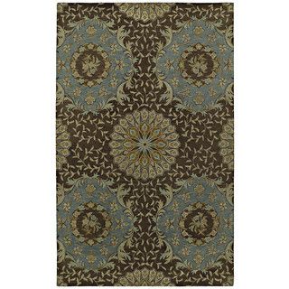 St. Joseph Chocolate Brown Damask Hand tufted Wool Rug (50 X 79)