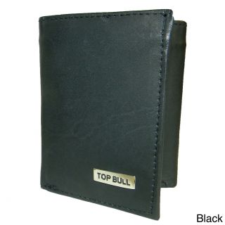 Top Bull Cowhide Leather Tri fold Zipper Pocket Wallet