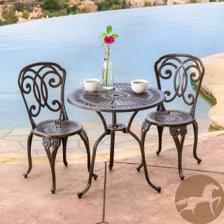 Christopher Knight Home Cornwall 3 piece Cast Aluminum Outdoor Bistro Set