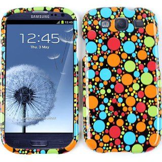 Cell Armor I747 SNAP TP904 Snap On Case for Samsung Galaxy SIII   Retail Packaging   Multi Color Dots on Black Cell Phones & Accessories