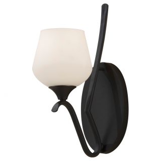 Merritt Single light Black Wall Sconce With Opal Etched Glass Shade