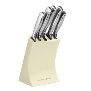 Morphy Richards Accents 5 Piece Knife Block Set   Cream      Homeware