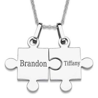 Couples Puzzle Pendant in Stainless Steel (2 Names)   20   Zales