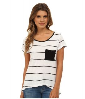 Gabriella Rocha Stripe Top w/ Pocket Womens Short Sleeve Pullover (White)