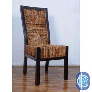 International Caravan Dallas Woven Abaca Dining Chairs With Mahogany Hardwood Trim And Frame (set Of 2)