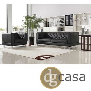 Dg Casa Allegro Black Tufted Sofa And Chair Set