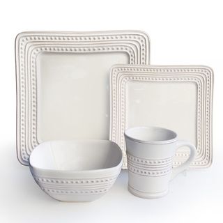 Bianca White Square With Dots 16 piece Dinnerware Set