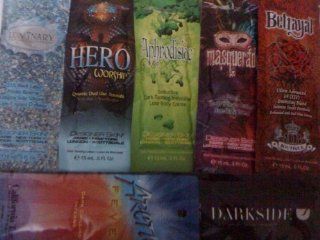 We Ship These Within 24 Hours of Payment Lot of 7 Packets 2010 Designer Skin Tanning Lotion Sample Packets Luminary Masquerade Betrayal Aphrodisiac Hero Worship Tanning Lotion Packettes Beauty