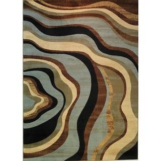 Abstract Waves Blue Multicolored Area Rug (23 X 311)