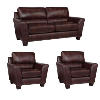 Eclipse Chocolate Brown Italian Leather Sofa And Two Chairs