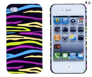 Black Psychedelic Zebra Embossed Hard Case for Apple iPhone 4, 4S (AT&T, Verizon, Sprint) Cell Phones & Accessories