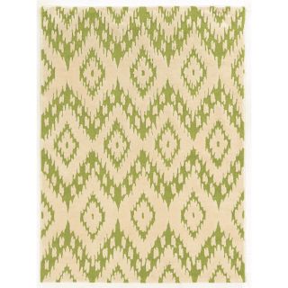 Trio Collection Ikat Ivory/ Green Area Rug (5 X 7)