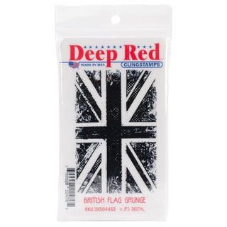 Deep Red Cling Stamp 3.25 X2.1   British Flag Grunge
