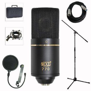 MXL 770 Professional Studio Condenser Mic Recording Bundle Musical Instruments