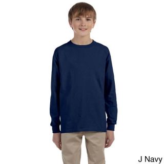 Jerzees Youth Boys Heavyweight Blend Long sleeve T shirt Navy Size L (14 16)
