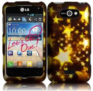 For LG Motion 4G MS770 Hard Design Cover Case Gold Star Cell Phones & Accessories