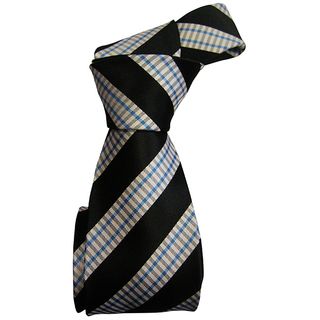 Dmitry Mens Black Striped Italian Silk Tie
