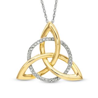 CT. T.W. Diamond Circle and Celtic Trinity Knot Pendant in 10K