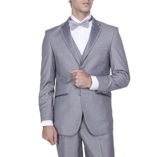 Mens Grey Vested Tuxedo With Smart Satin Trim