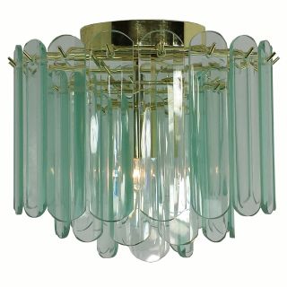 1 light Polished Brass/ Clear Rounded Glass Flush Mount