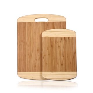 Adeco 2 piece 100 percent Natural Bamboo 0.7 inch Thick Chopping Board Set