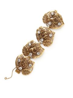 Napier Crystal & Gold Leaf Link Bracelet by House of Lavande