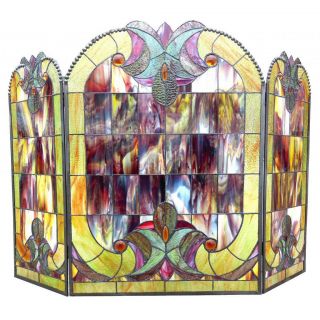 Tiffany style Halston Glass Fireplace Screen