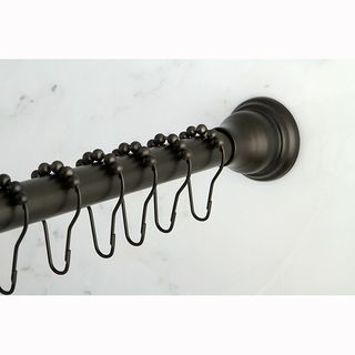 Oil Rubbed Bronze Adjustable Shower Curtain Rod With Shower Hooks