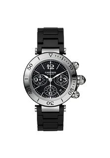Cartier W31088U2  Watches,Pasha Seatimer Chronograph Mens Automatic Stainless Steel Black Dial on Black Rubber Strap, Chronograph Cartier Automatic Watches