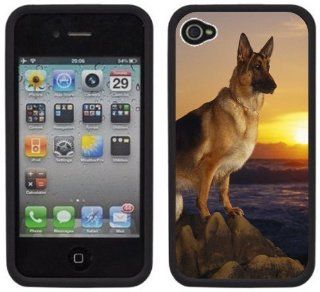 German Shepherd Handmade iPhone 4 4S Black Hard Plastic Case Cell Phones & Accessories